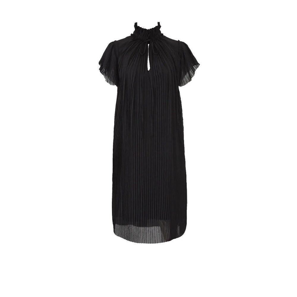 Rare!! Opening Ceremony Black Pleated Tie-Neck Short-Sleeve Dress - Picture 2 of 7